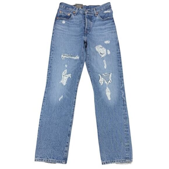 NWT LEVI'S Premium 501 Original High Rise Straight Leg Jean Sz 24 Hits Different - Picture 3 of 11